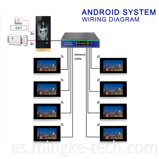 Smart 7 pulgadas de monitor de interior opcional de oro de 7 pulgadas uso para vide Sistema de control de acceso a la puerta del teléfono de la puerta de la puerta